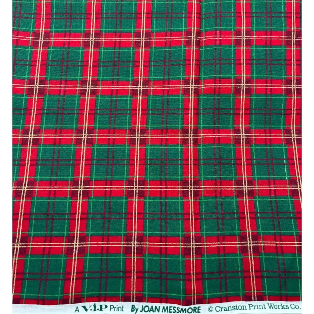 Vintage Cranston Joan Messmore Christmas Plaid Cotton Fabric 184